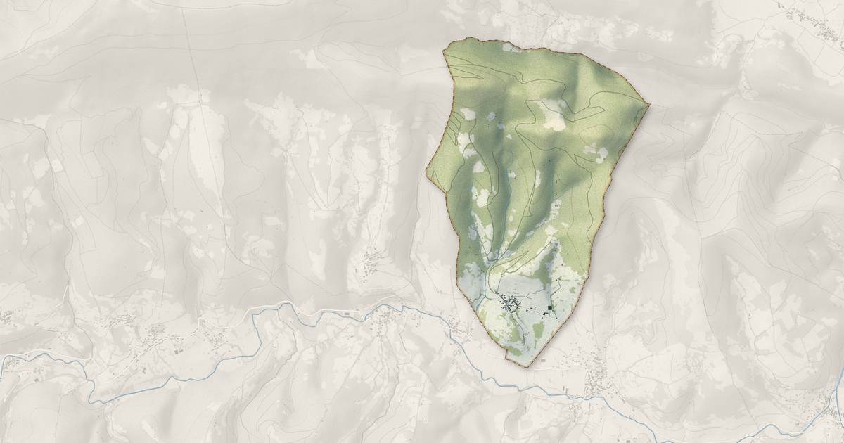 Portrait cartographique de Villeneuve : relief, eau, forêts, bâti et voies, calculés à partir des données de l'IGN