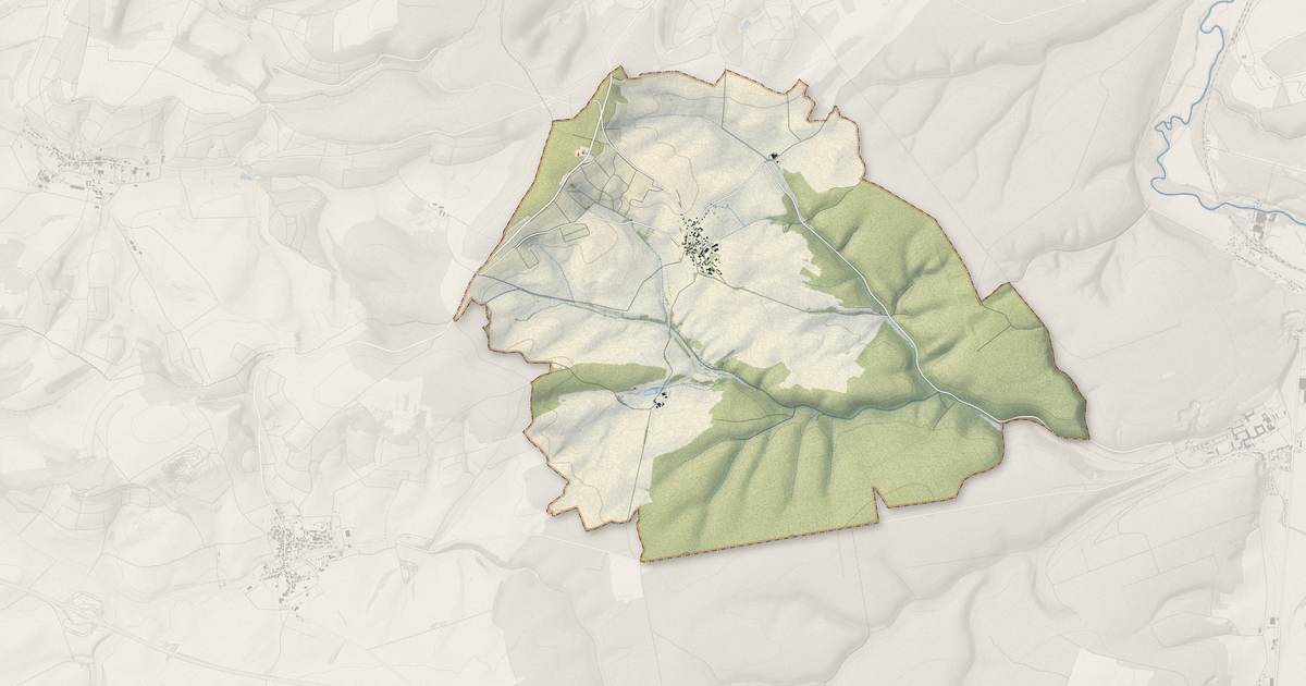 Portrait cartographique de Arconville : relief, eau, forêts, bâti et voies, calculés à partir des données de l'IGN