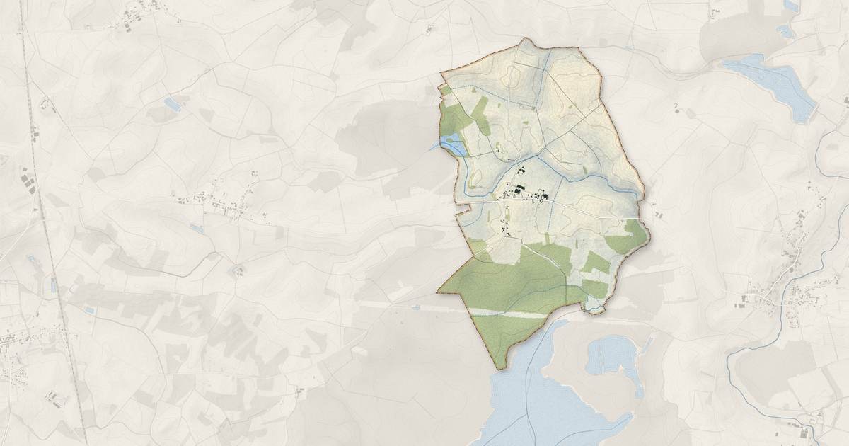 Portrait cartographique de Bailly-le-Franc : relief, eau, forêts, bâti et voies, calculés à partir des données de l'IGN