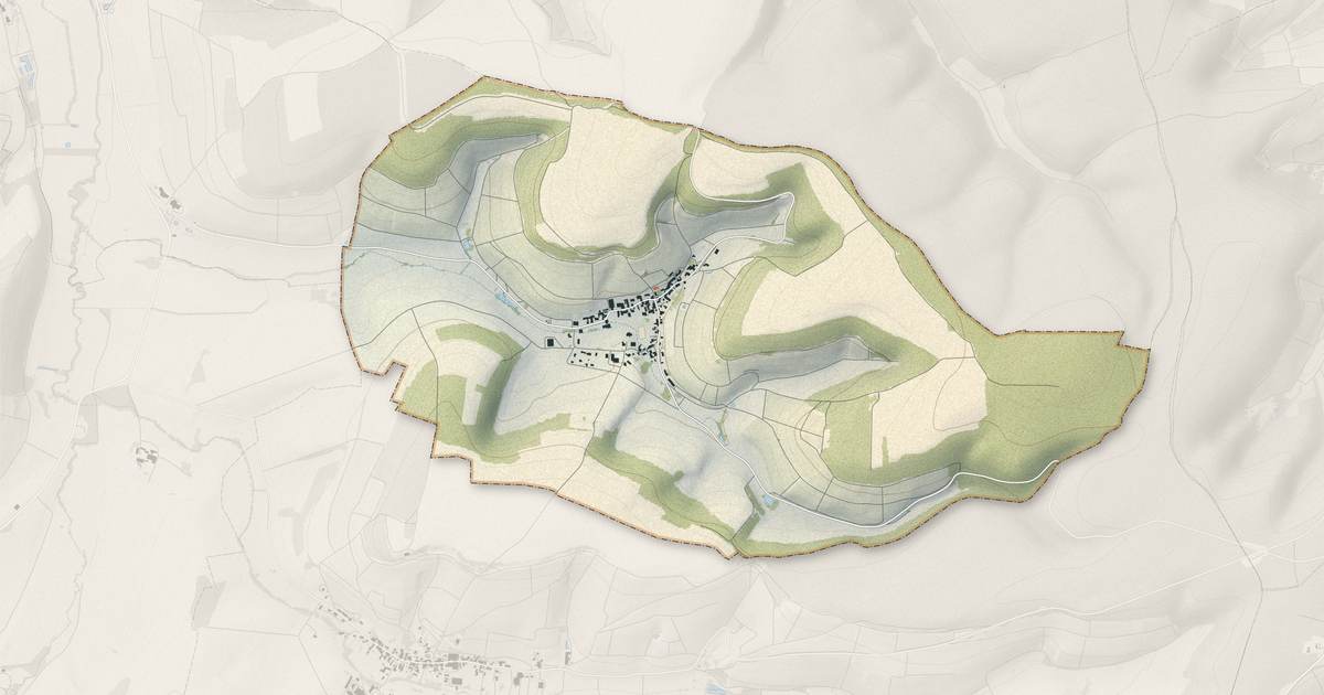 Portrait cartographique de Bergères : relief, eau, forêts, bâti et voies, calculés à partir des données de l'IGN