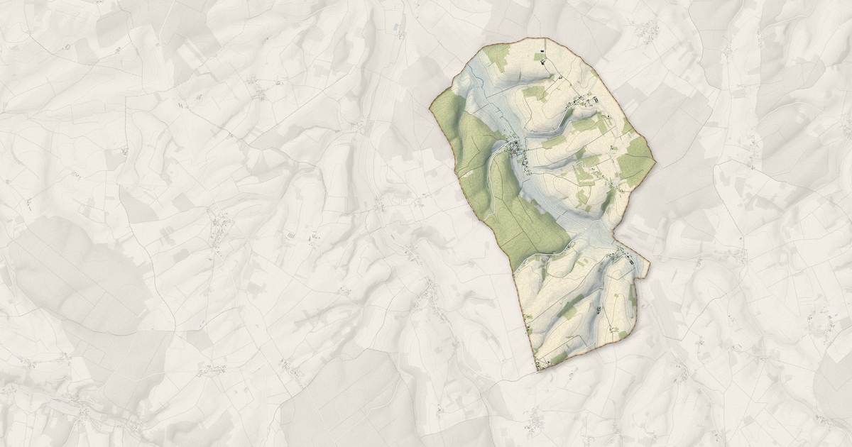 Portrait cartographique de Bérulle : relief, eau, forêts, bâti et voies, calculés à partir des données de l'IGN