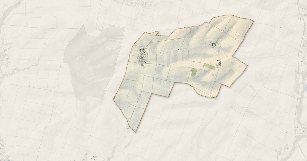 Portrait cartographique de Champfleury : relief, eau, forêts, bâti et voies, calculés à partir des données de l'IGN