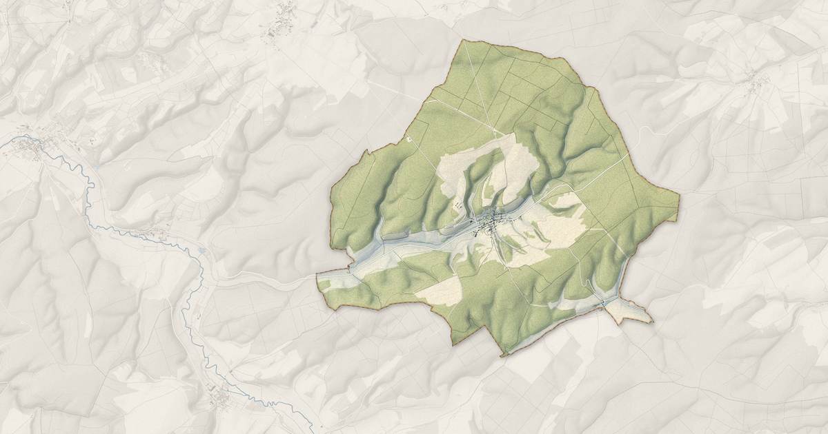Portrait cartographique de Cunfin : relief, eau, forêts, bâti et voies, calculés à partir des données de l'IGN