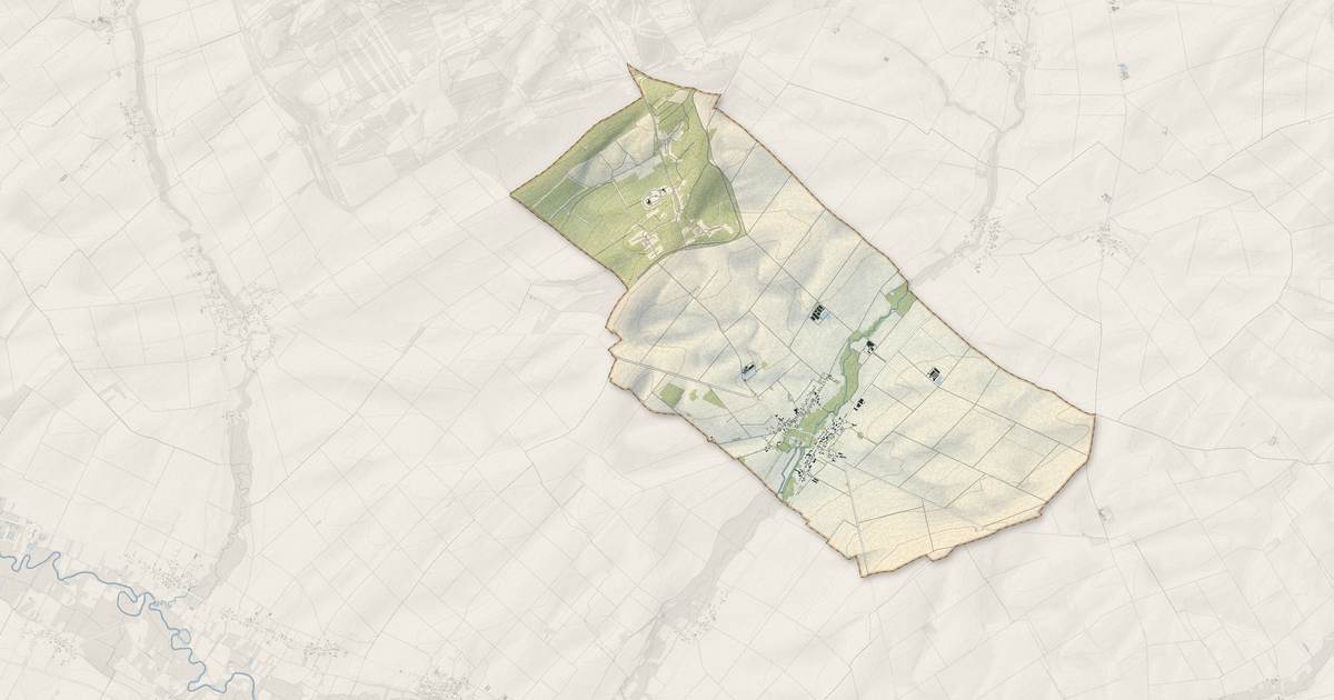 Portrait cartographique de Dampierre : relief, eau, forêts, bâti et voies, calculés à partir des données de l'IGN