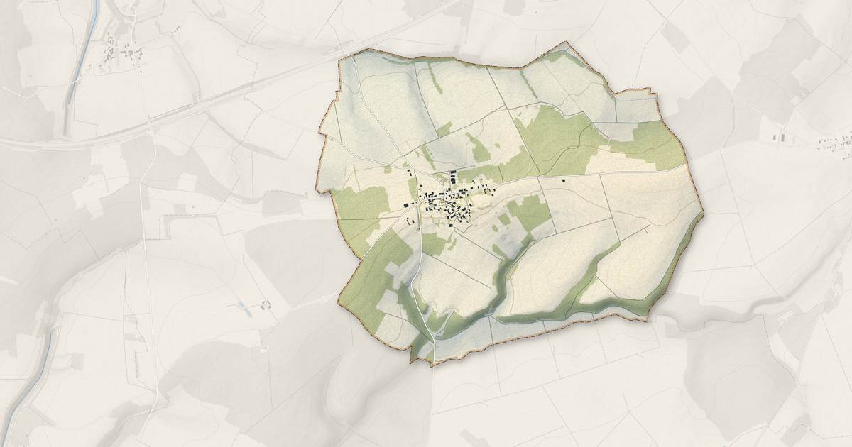Portrait cartographique de Fralignes : relief, eau, forêts, bâti et voies, calculés à partir des données de l'IGN
