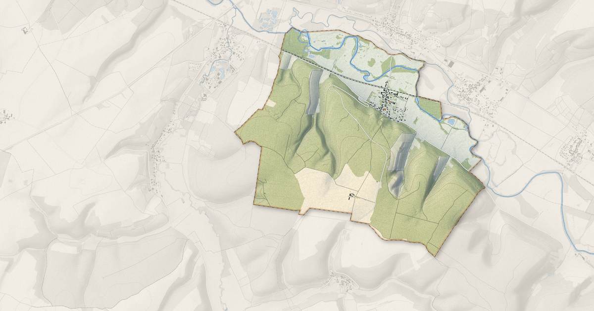 Portrait cartographique de Jaucourt : relief, eau, forêts, bâti et voies, calculés à partir des données de l'IGN