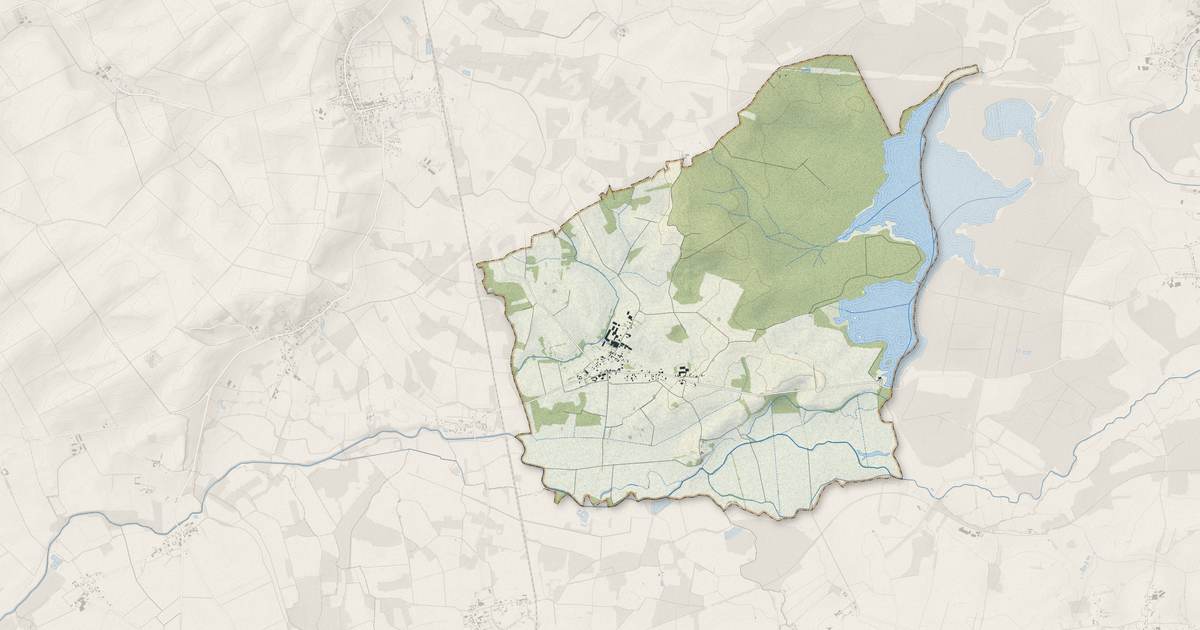 Portrait cartographique de Lentilles : relief, eau, forêts, bâti et voies, calculés à partir des données de l'IGN