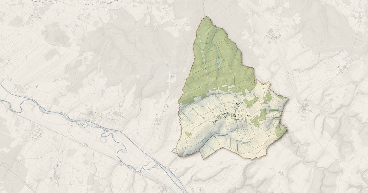 Portrait cartographique de Lignières : relief, eau, forêts, bâti et voies, calculés à partir des données de l'IGN
