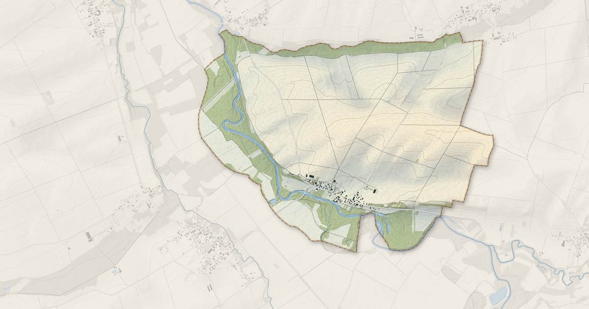 Portrait cartographique de Magnicourt : relief, eau, forêts, bâti et voies, calculés à partir des données de l'IGN