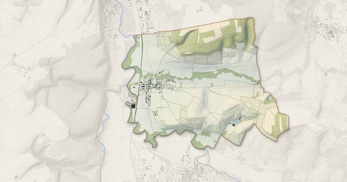 Portrait cartographique de Merrey-sur-Arce : relief, eau, forêts, bâti et voies, calculés à partir des données de l'IGN