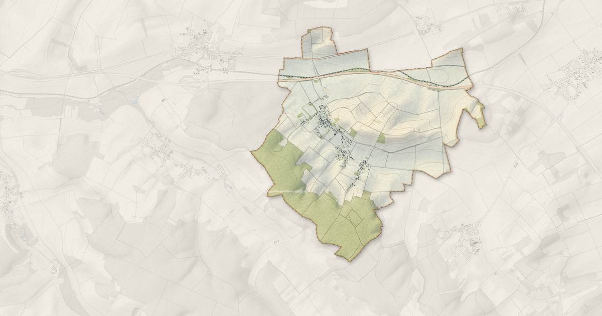 Portrait cartographique de Messon : relief, eau, forêts, bâti et voies, calculés à partir des données de l'IGN