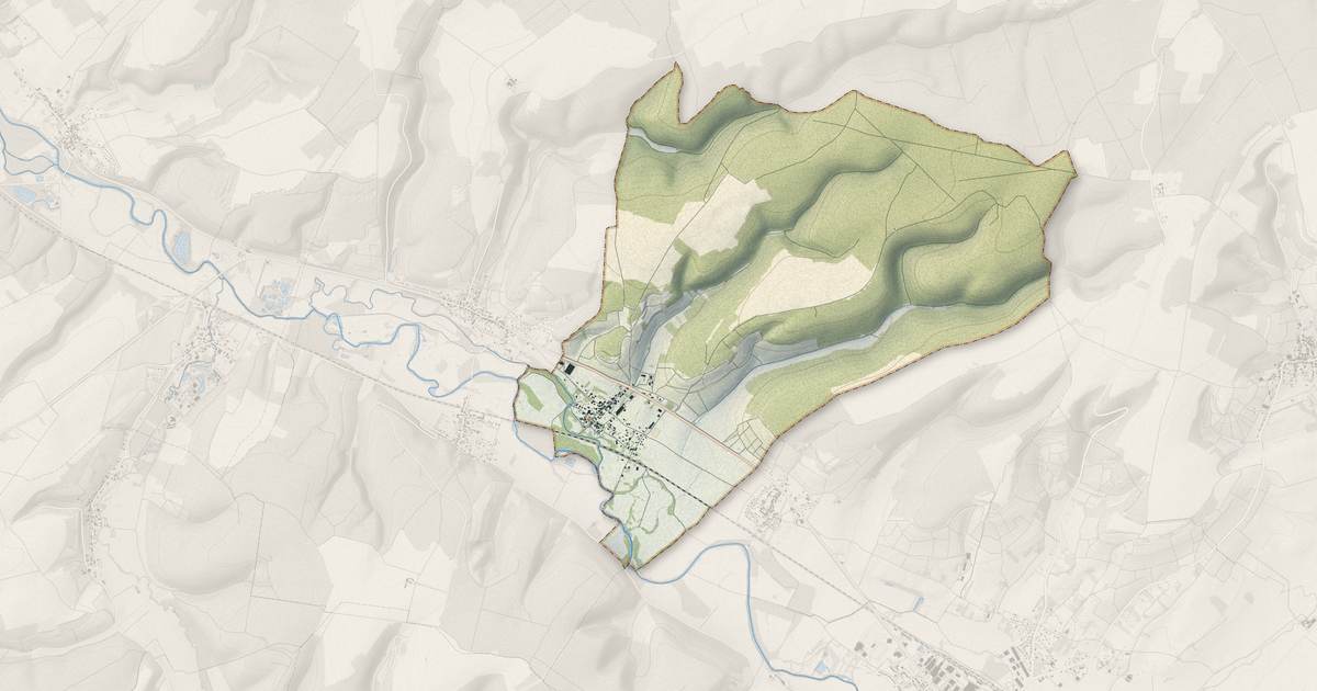 Portrait cartographique de Montier-en-l'Isle : relief, eau, forêts, bâti et voies, calculés à partir des données de l'IGN