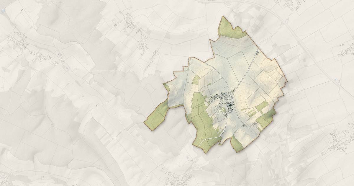 Portrait cartographique de Prugny : relief, eau, forêts, bâti et voies, calculés à partir des données de l'IGN
