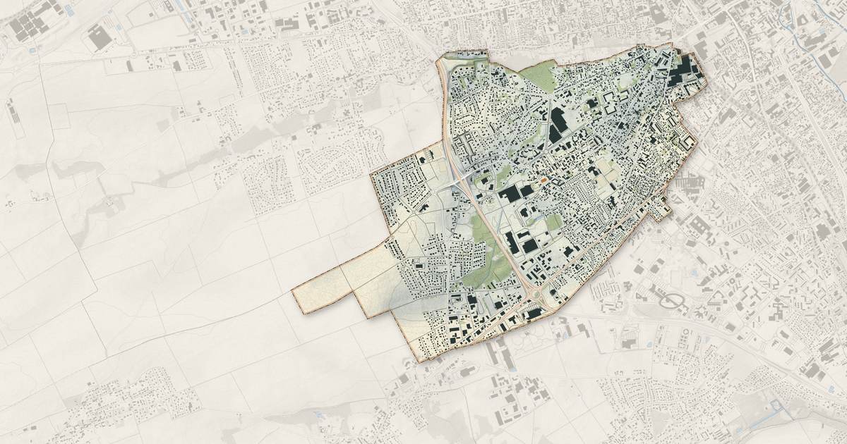 Portrait cartographique de Saint-André-les-Vergers : relief, eau, forêts, bâti et voies, calculés à partir des données de l'IGN