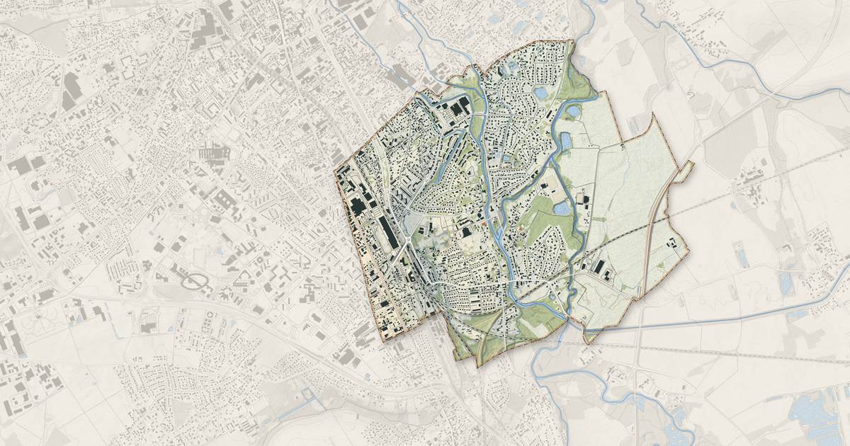 Portrait cartographique de Saint-Julien-les-Villas : relief, eau, forêts, bâti et voies, calculés à partir des données de l'IGN