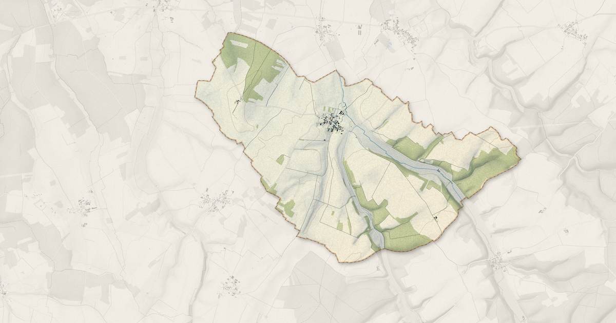 Portrait cartographique de Thil : relief, eau, forêts, bâti et voies, calculés à partir des données de l'IGN