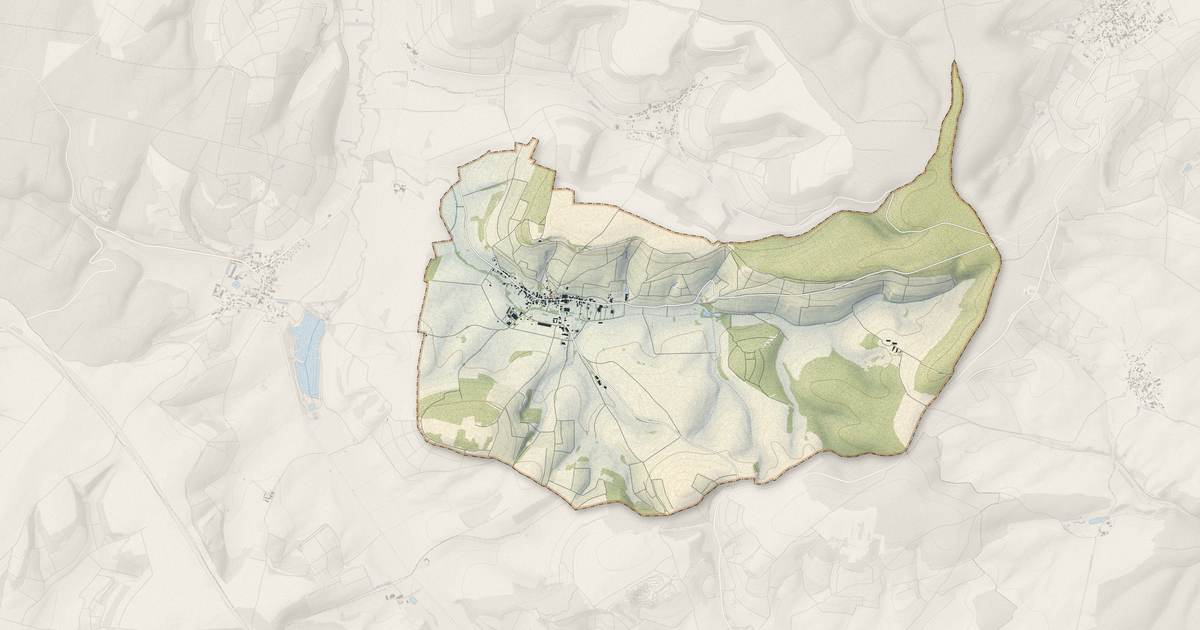 Portrait cartographique de Urville : relief, eau, forêts, bâti et voies, calculés à partir des données de l'IGN