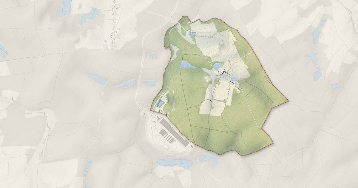 Portrait cartographique de Ville-aux-Bois : relief, eau, forêts, bâti et voies, calculés à partir des données de l'IGN