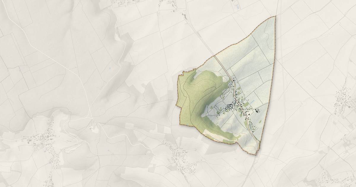 Portrait cartographique de Villery : relief, eau, forêts, bâti et voies, calculés à partir des données de l'IGN
