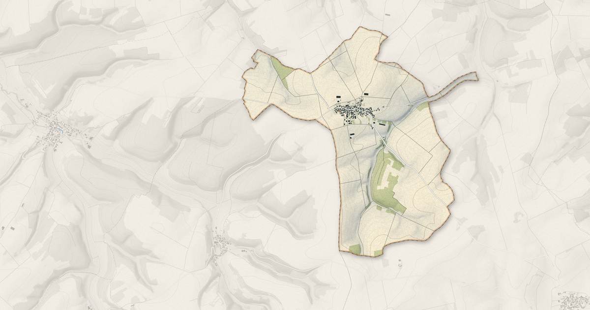 Portrait cartographique de Villiers-le-Bois : relief, eau, forêts, bâti et voies, calculés à partir des données de l'IGN