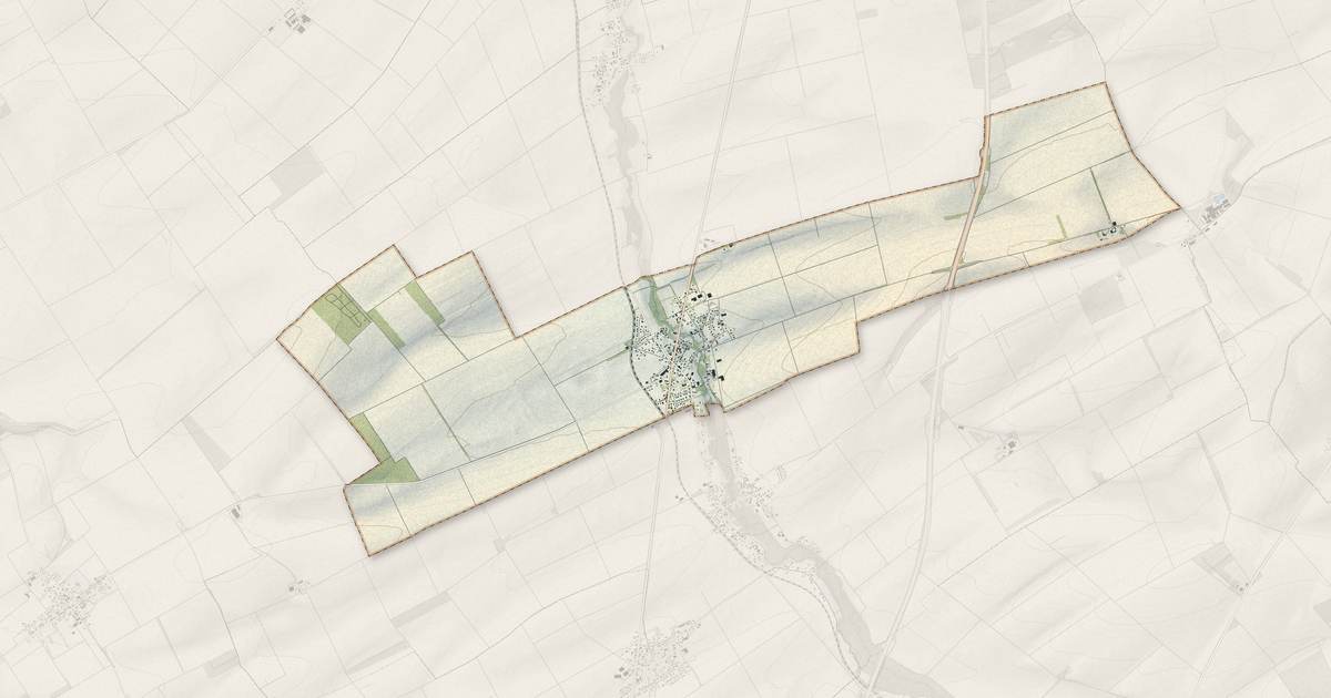 Portrait cartographique de Voué : relief, eau, forêts, bâti et voies, calculés à partir des données de l'IGN