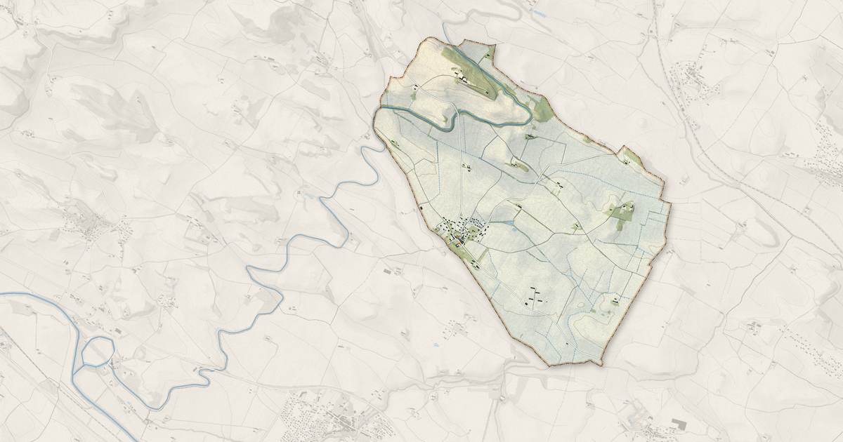 Portrait cartographique de Airoux : relief, eau, forêts, bâti et voies, calculés à partir des données de l'IGN