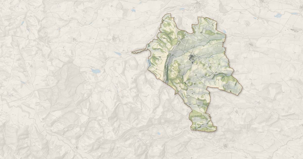 Portrait cartographique de Alaigne : relief, eau, forêts, bâti et voies, calculés à partir des données de l'IGN