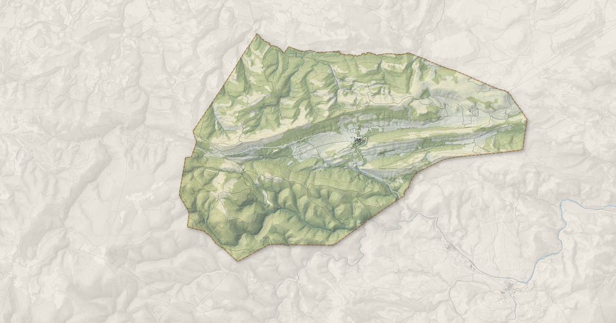 Portrait cartographique de Albas : relief, eau, forêts, bâti et voies, calculés à partir des données de l'IGN
