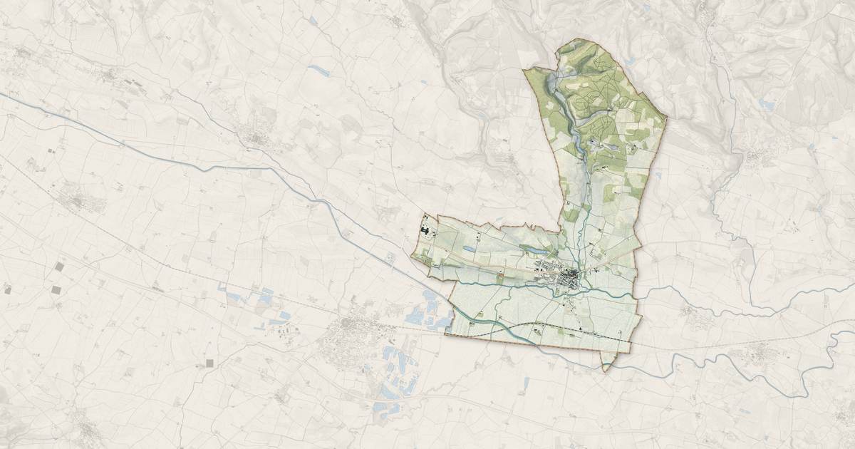 Portrait cartographique de Alzonne : relief, eau, forêts, bâti et voies, calculés à partir des données de l'IGN