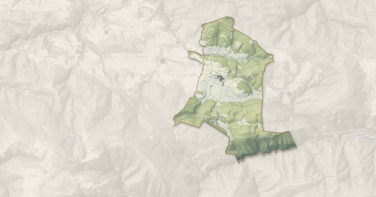 Portrait cartographique de Aunat : relief, eau, forêts, bâti et voies, calculés à partir des données de l'IGN