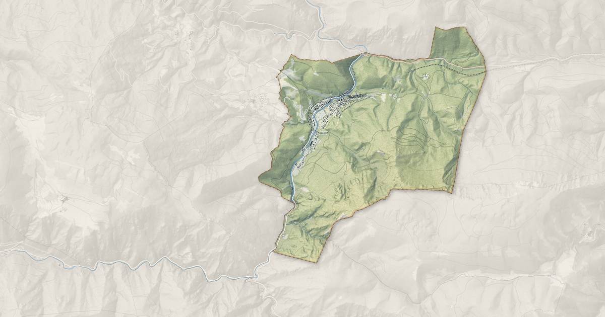 Portrait cartographique de Axat : relief, eau, forêts, bâti et voies, calculés à partir des données de l'IGN