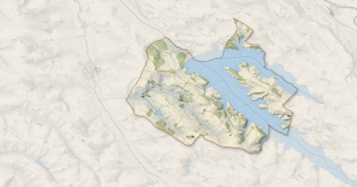 Portrait cartographique de Belflou : relief, eau, forêts, bâti et voies, calculés à partir des données de l'IGN