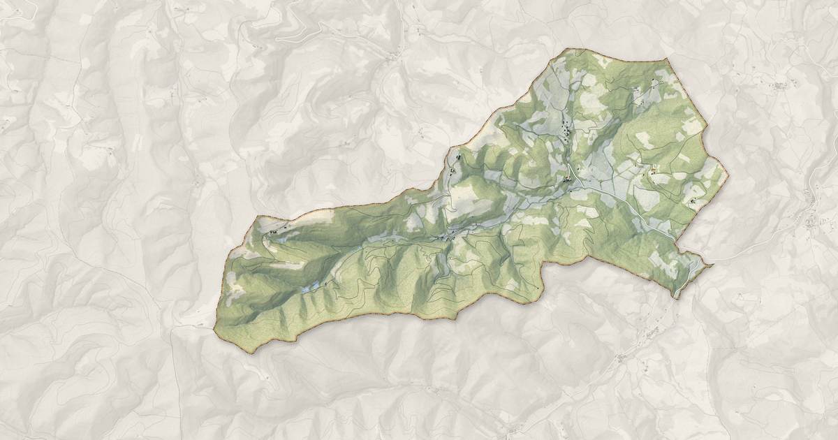 Portrait cartographique de Bourigeole : relief, eau, forêts, bâti et voies, calculés à partir des données de l'IGN