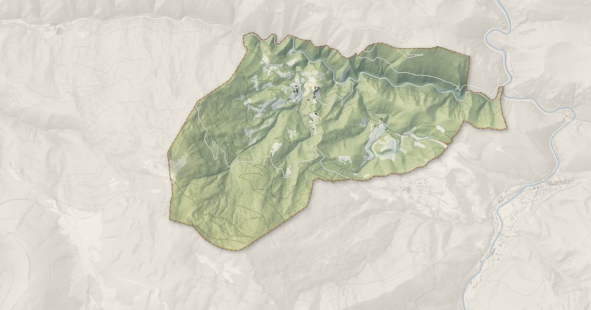 Portrait cartographique de Cailla : relief, eau, forêts, bâti et voies, calculés à partir des données de l'IGN
