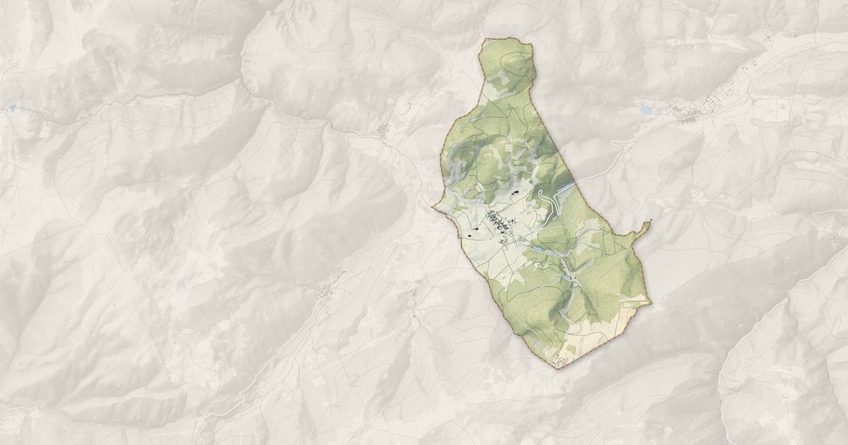 Portrait cartographique de Camurac : relief, eau, forêts, bâti et voies, calculés à partir des données de l'IGN