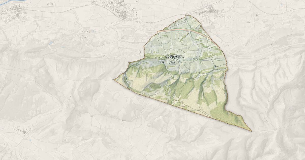 Portrait cartographique de Comigne : relief, eau, forêts, bâti et voies, calculés à partir des données de l'IGN