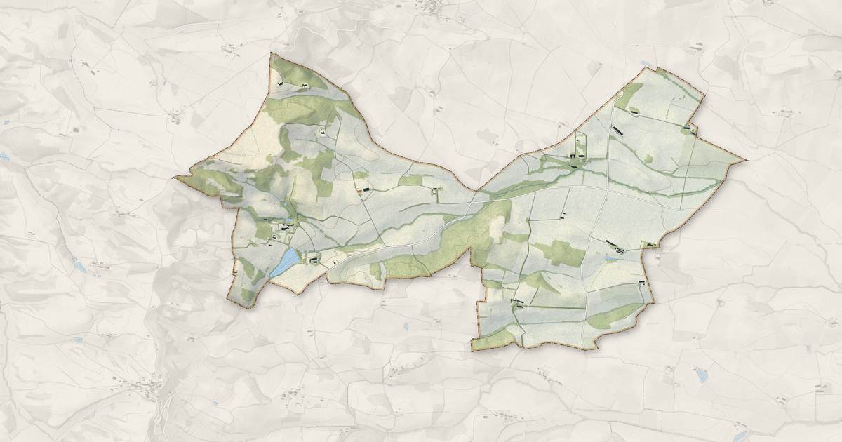 Portrait cartographique de La Courtète : relief, eau, forêts, bâti et voies, calculés à partir des données de l'IGN