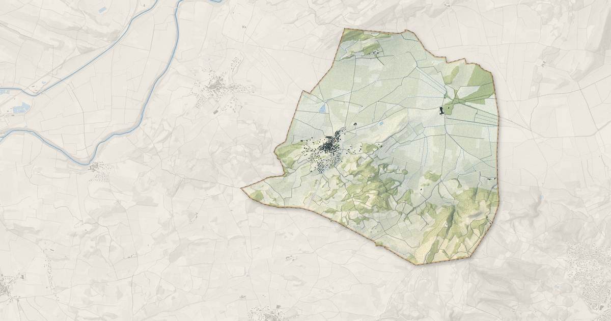 Portrait cartographique de Escales : relief, eau, forêts, bâti et voies, calculés à partir des données de l'IGN
