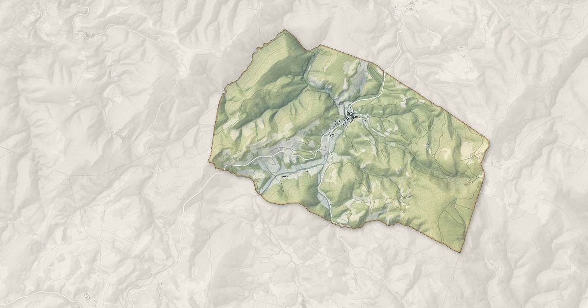 Portrait cartographique de Félines-Termenès : relief, eau, forêts, bâti et voies, calculés à partir des données de l'IGN