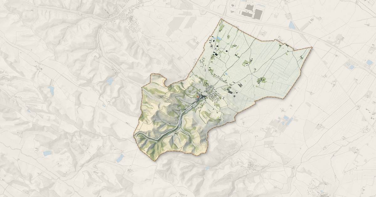 Portrait cartographique de Fendeille : relief, eau, forêts, bâti et voies, calculés à partir des données de l'IGN
