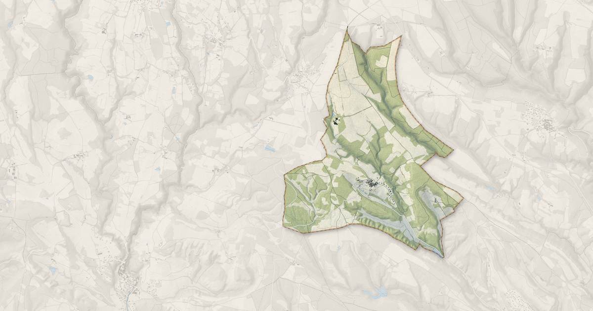Portrait cartographique de Fraisse-Cabardès : relief, eau, forêts, bâti et voies, calculés à partir des données de l'IGN