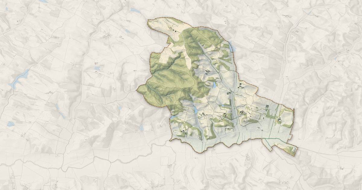 Portrait cartographique de Gaja-la-Selve : relief, eau, forêts, bâti et voies, calculés à partir des données de l'IGN