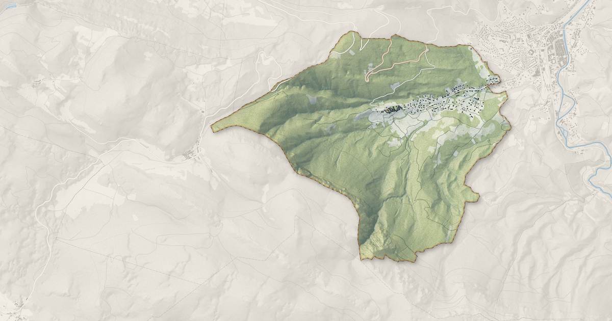 Portrait cartographique de Ginoles : relief, eau, forêts, bâti et voies, calculés à partir des données de l'IGN