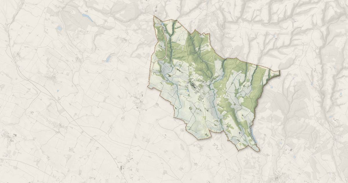 Portrait cartographique de Issel : relief, eau, forêts, bâti et voies, calculés à partir des données de l'IGN