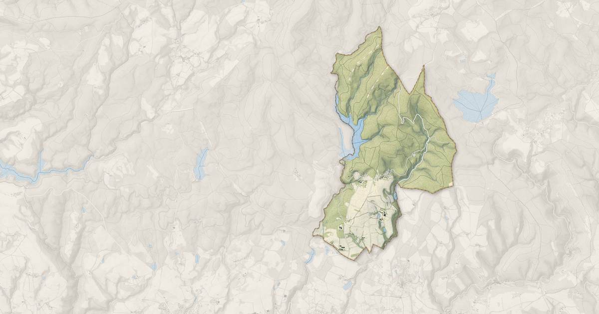 Portrait cartographique de Lacombe : relief, eau, forêts, bâti et voies, calculés à partir des données de l'IGN