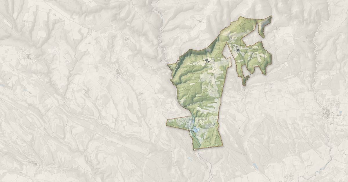 Portrait cartographique de Limousis : relief, eau, forêts, bâti et voies, calculés à partir des données de l'IGN