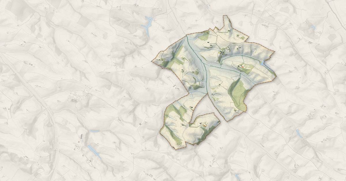 Portrait cartographique de Marquein : relief, eau, forêts, bâti et voies, calculés à partir des données de l'IGN