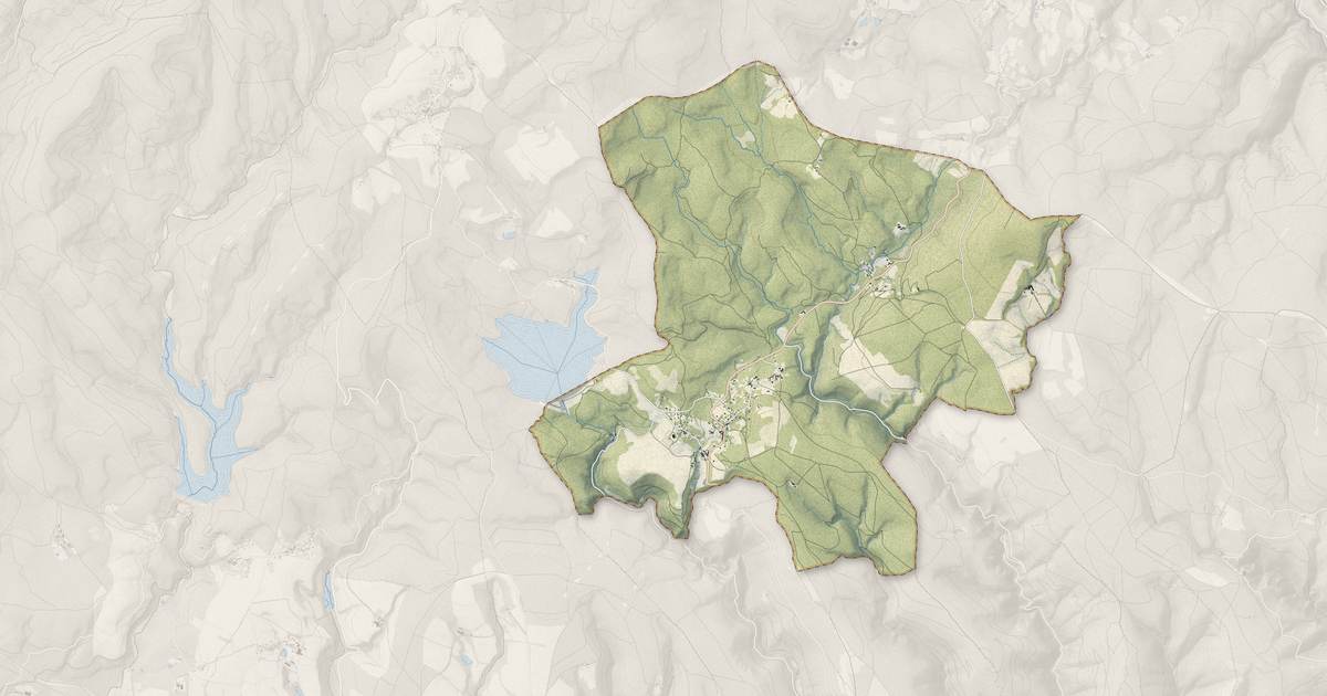 Portrait cartographique de Les Martys : relief, eau, forêts, bâti et voies, calculés à partir des données de l'IGN