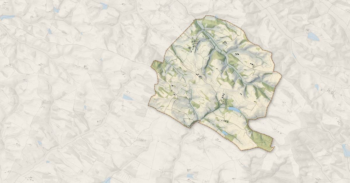 Portrait cartographique de Mayreville : relief, eau, forêts, bâti et voies, calculés à partir des données de l'IGN