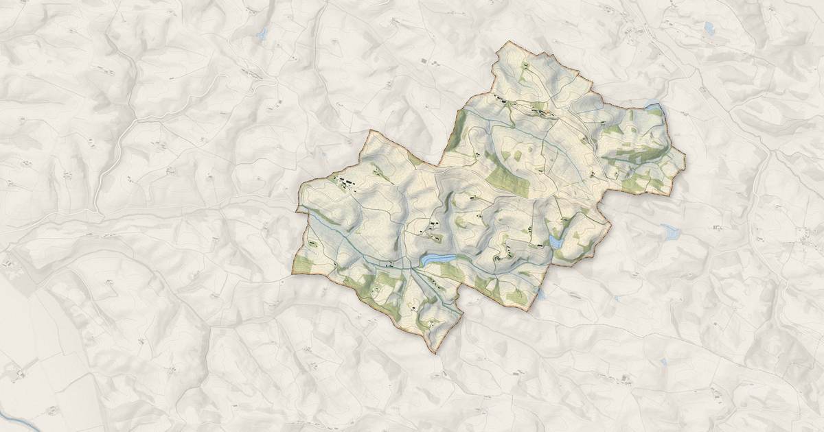 Portrait cartographique de Mézerville : relief, eau, forêts, bâti et voies, calculés à partir des données de l'IGN